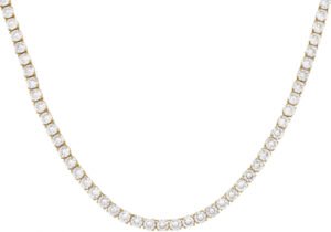 Mens Gold Stainless Steel Chain Necklace With Cubic Zirconia