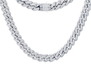 Men's 12mm Stainless Steel Iced Out Miami Cuban Link Chain Necklace