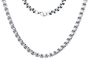 Mens 7mm Stainless Steel Round Box Link Chain Necklace