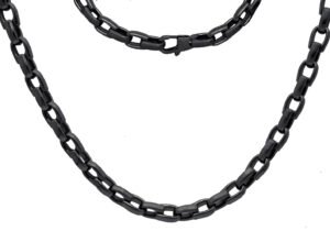 Mens 6mm Black Plated Stainless Steel Link Chain Necklace