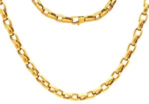 Mens 6mm Gold Plated Stainless Steel Link Chain Necklace